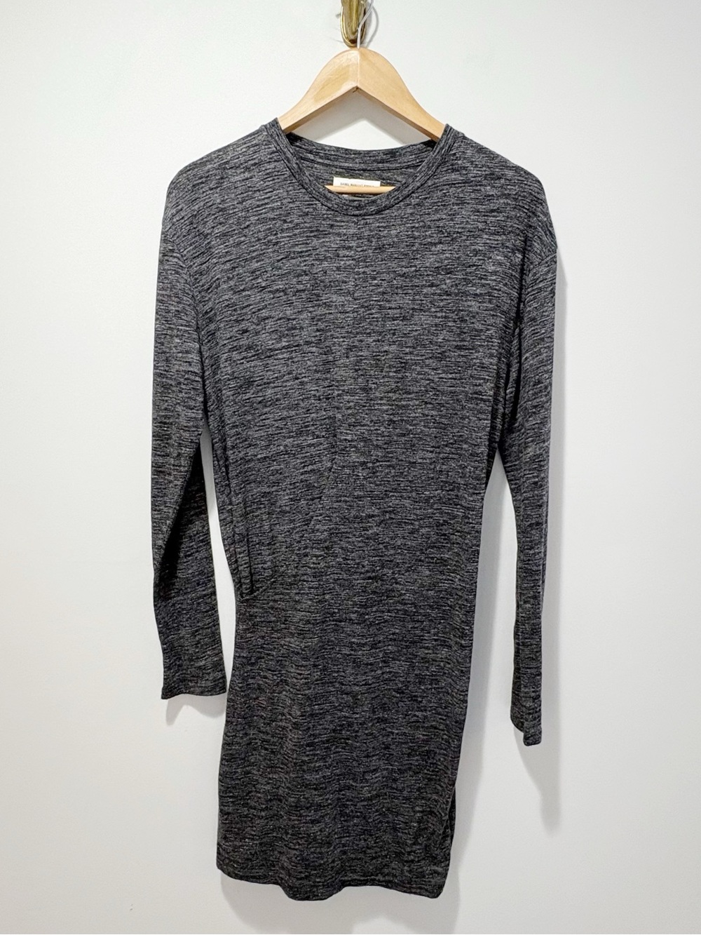 Isabel Marant Etoile Faux Wrap Dress Gray Melange Size 8 FR 40 Linen Wool Blend